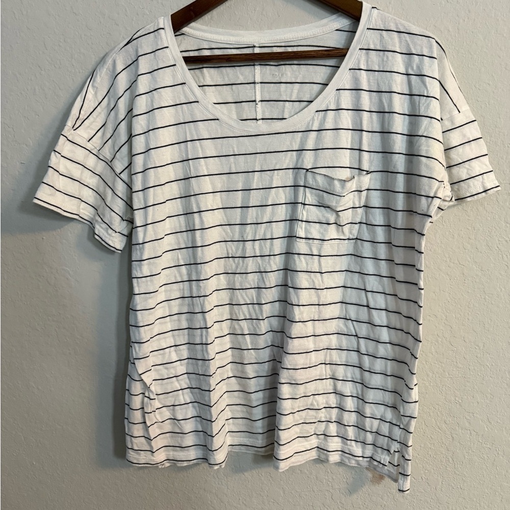 Old Navy Striped White and Black T-Shirt